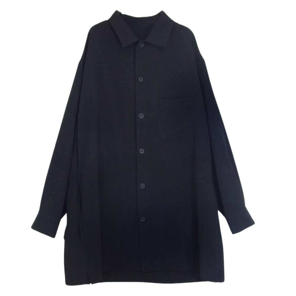 Yohji Yamamoto POUR HOMME ヨウジヤマモトプールオム 22SS HG-B13-500 PRODUCE プロデュース TA/TUXEDO OPEN COLLAR FRONT PLACKET BLOUSE A-開襟前立て付きB ブラック系 2【中古】