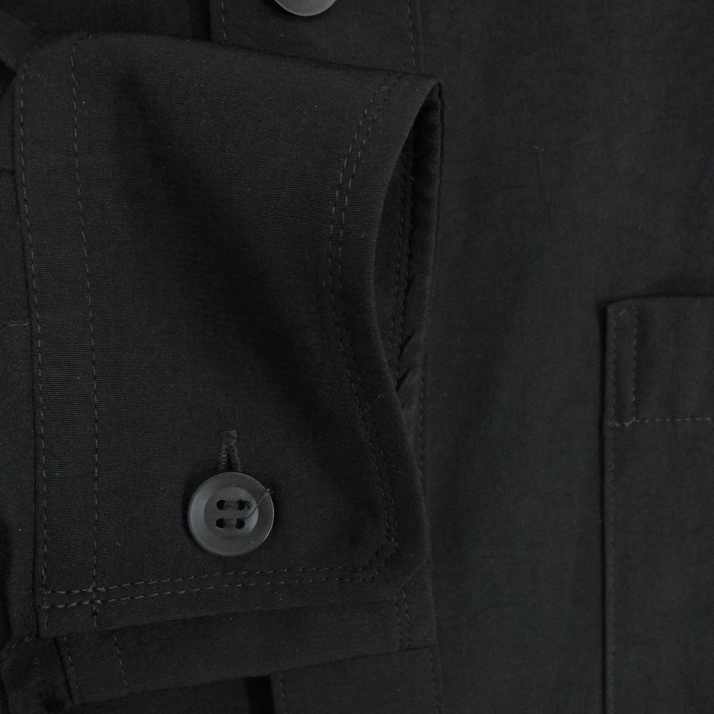 Yohji Yamamoto POUR HOMME ヨウジヤマモトプールオム 22SS HG-B13-500 PRODUCE プロデュース TA/TUXEDO OPEN COLLAR FRONT PLACKET BLOUSE A-開襟前立て付きB ブラック系 2【中古】