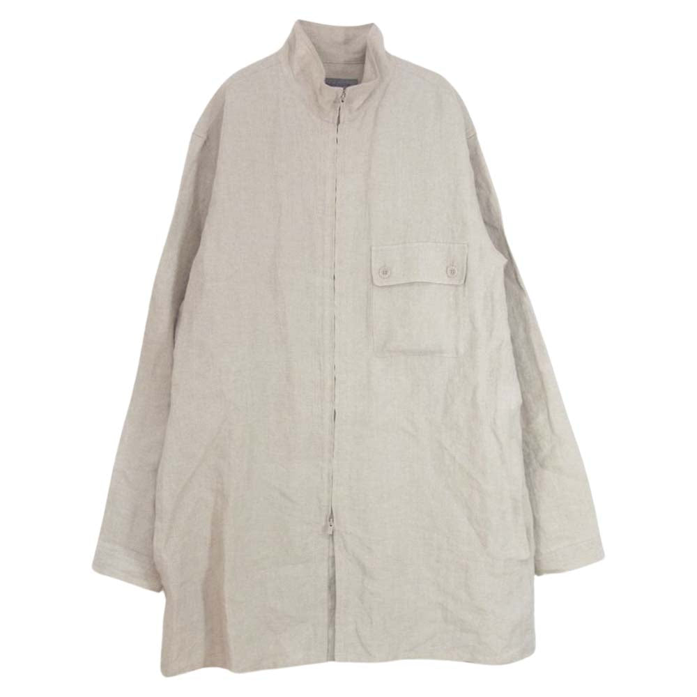 Yohji Yamamoto POUR HOMME ヨウジヤマモトプールオム 22SS HG-B28-301 HIGH COUNT LINEN ZIP OPEN BLOUSE リネン フルジップ ファスナー開きB トラック シャツジャケット ベージュ系 2【中古】
