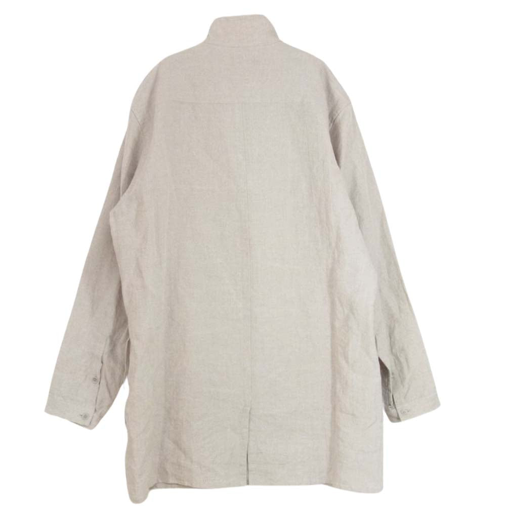 Yohji Yamamoto POUR HOMME ヨウジヤマモトプールオム 22SS HG-B28-301 HIGH COUNT LINEN ZIP OPEN BLOUSE リネン フルジップ ファスナー開きB トラック シャツジャケット ベージュ系 2【中古】
