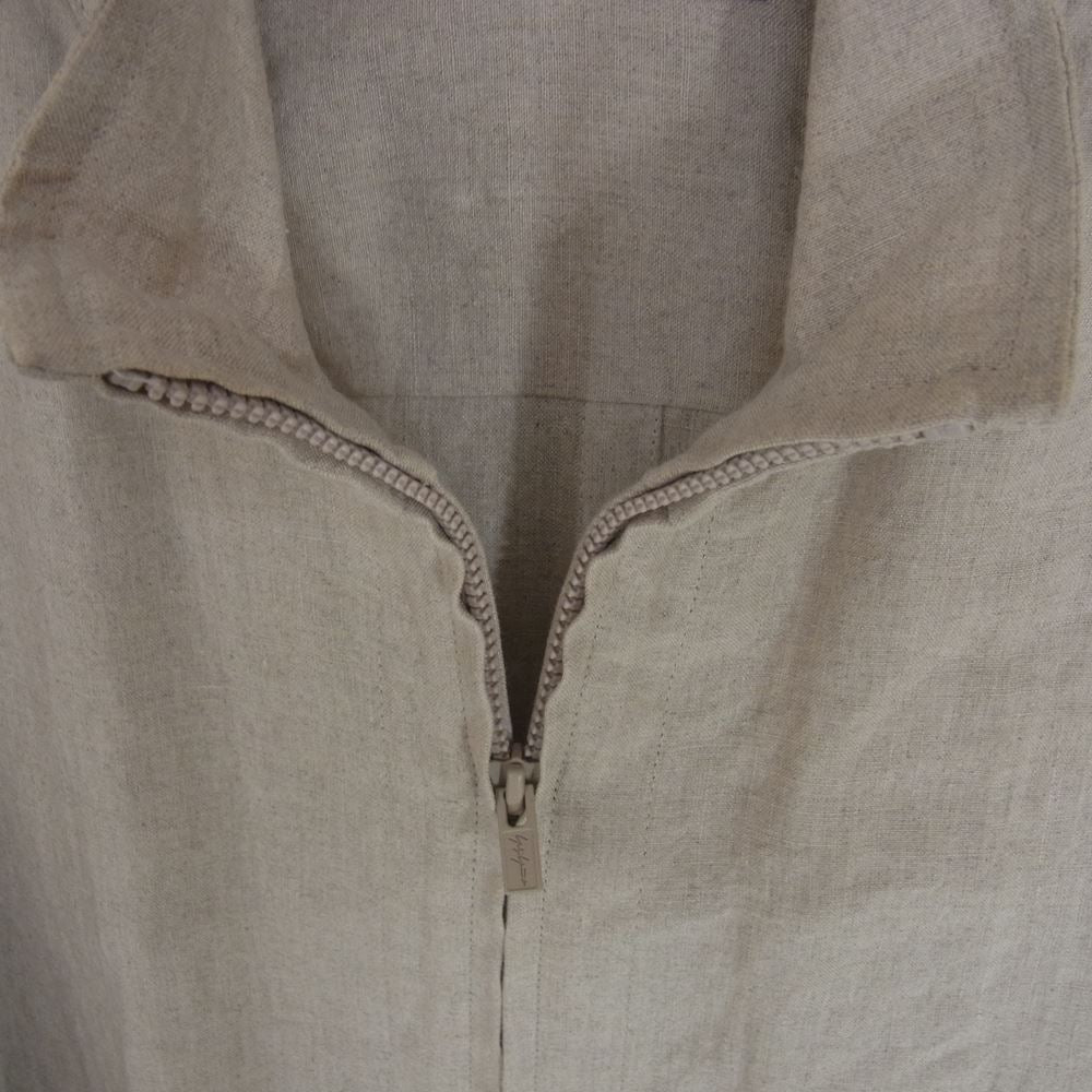 Yohji Yamamoto POUR HOMME ヨウジヤマモトプールオム 22SS HG-B28-301 HIGH COUNT LINEN ZIP OPEN BLOUSE リネン フルジップ ファスナー開きB トラック シャツジャケット ベージュ系 2【中古】