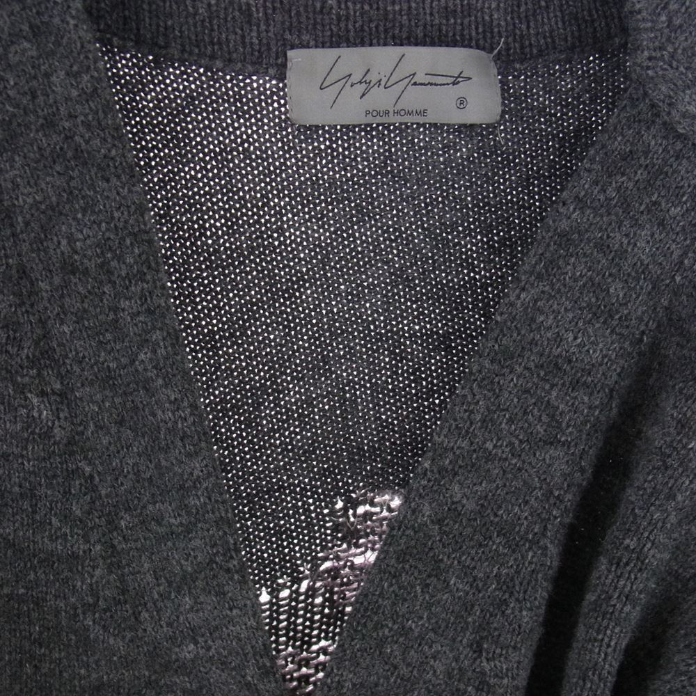 Yohji Yamamoto POUR HOMME ヨウジヤマモトプールオム 21AW HX-K77-181 ダリア 花柄ロングCD バックフラワー ロング カーディガン グレー系 3【中古】