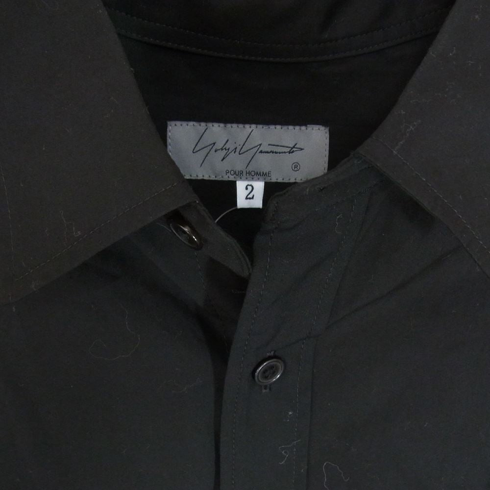 Yohji Yamamoto POUR HOMME ヨウジヤマモトプールオム 22SS HG-B90-034 ダリア刺繍 橙入りB 長袖 シャツ ブラウス ブラック系 2【中古】