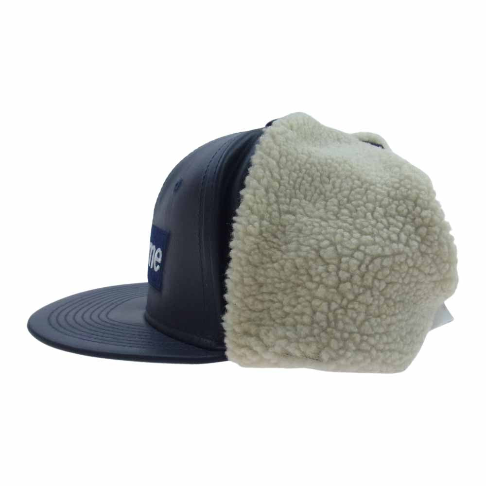 Supreme シュプリーム Leather Earflap Box Logo New Era ニューエラ レザー イヤーフラップ ボックスロゴ キャップ 帽子 ネイビー ネイビー系【美品】【中古】