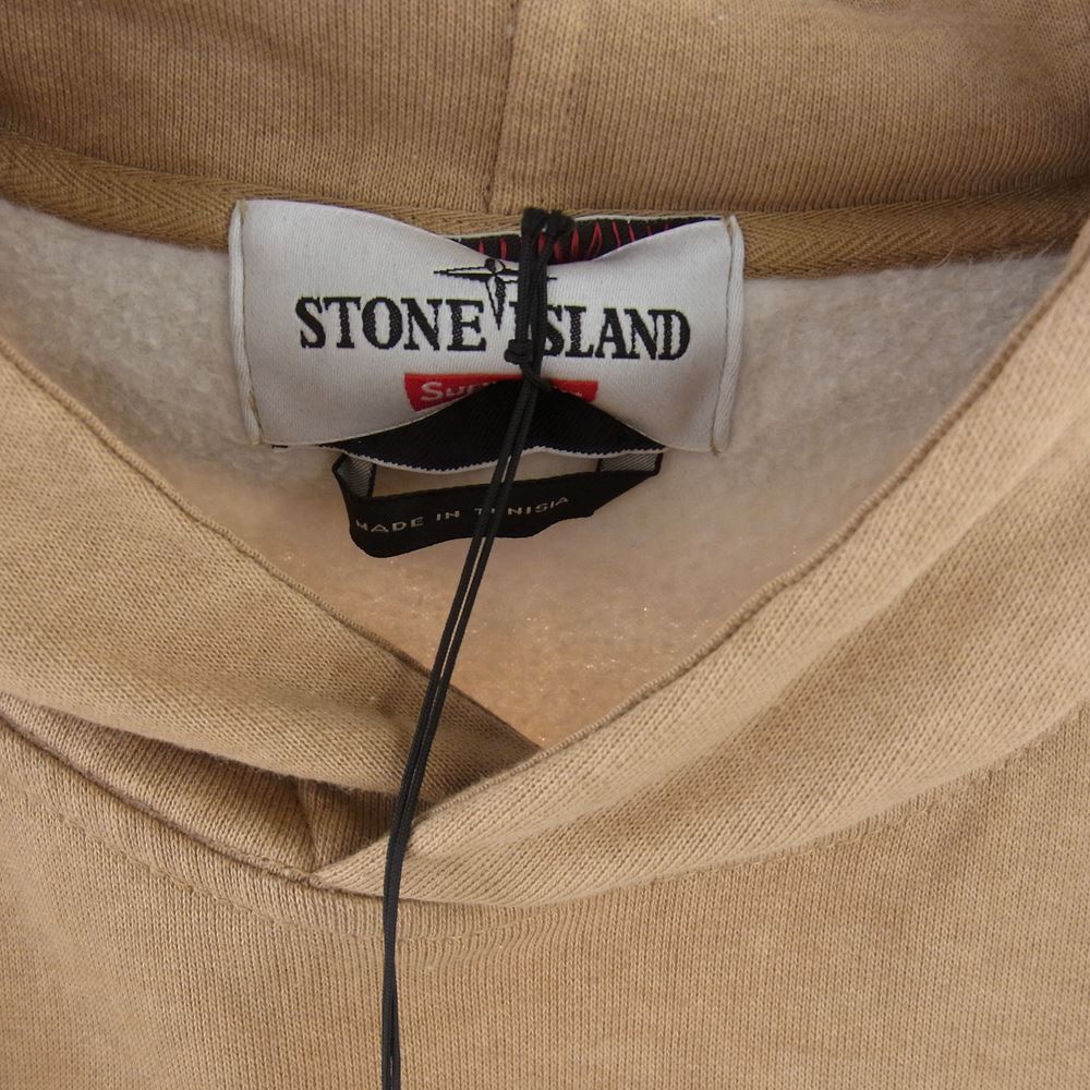 Supreme シュプリーム 22SS Stone Island Stripe Hooded Sweatshirt  ストーンアイランド ストライプ スウェット パーカー ライトブラウン系 L【新古品】【未使用】【中古】