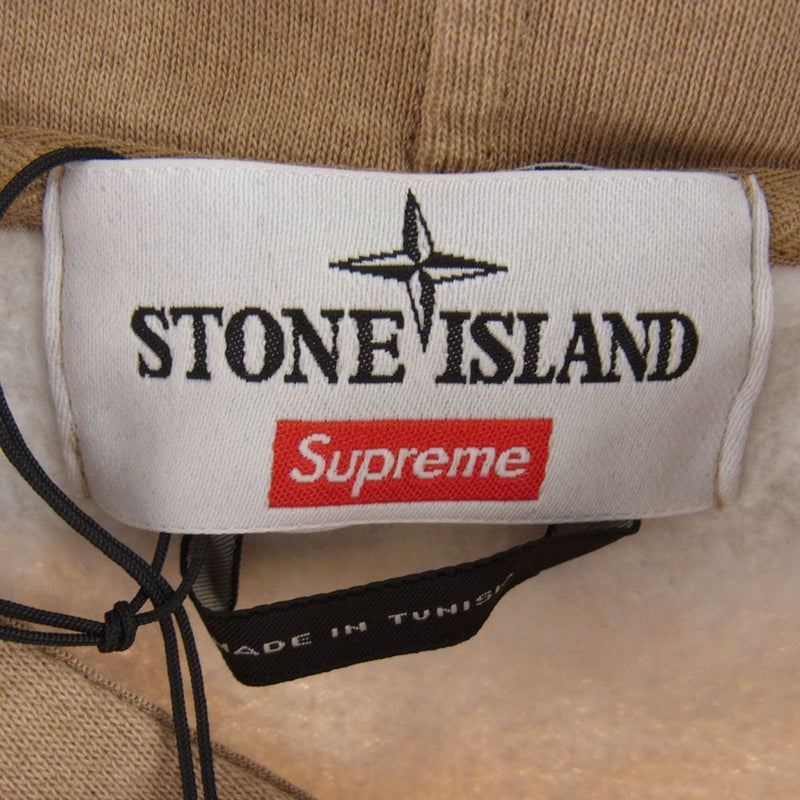 シュプリーム ×ストーンアイランド STONEISLAND  22SS  Stripe Hooded Sweatshirt ロゴ刺繍ストライププルオーバーパーカー メンズ M