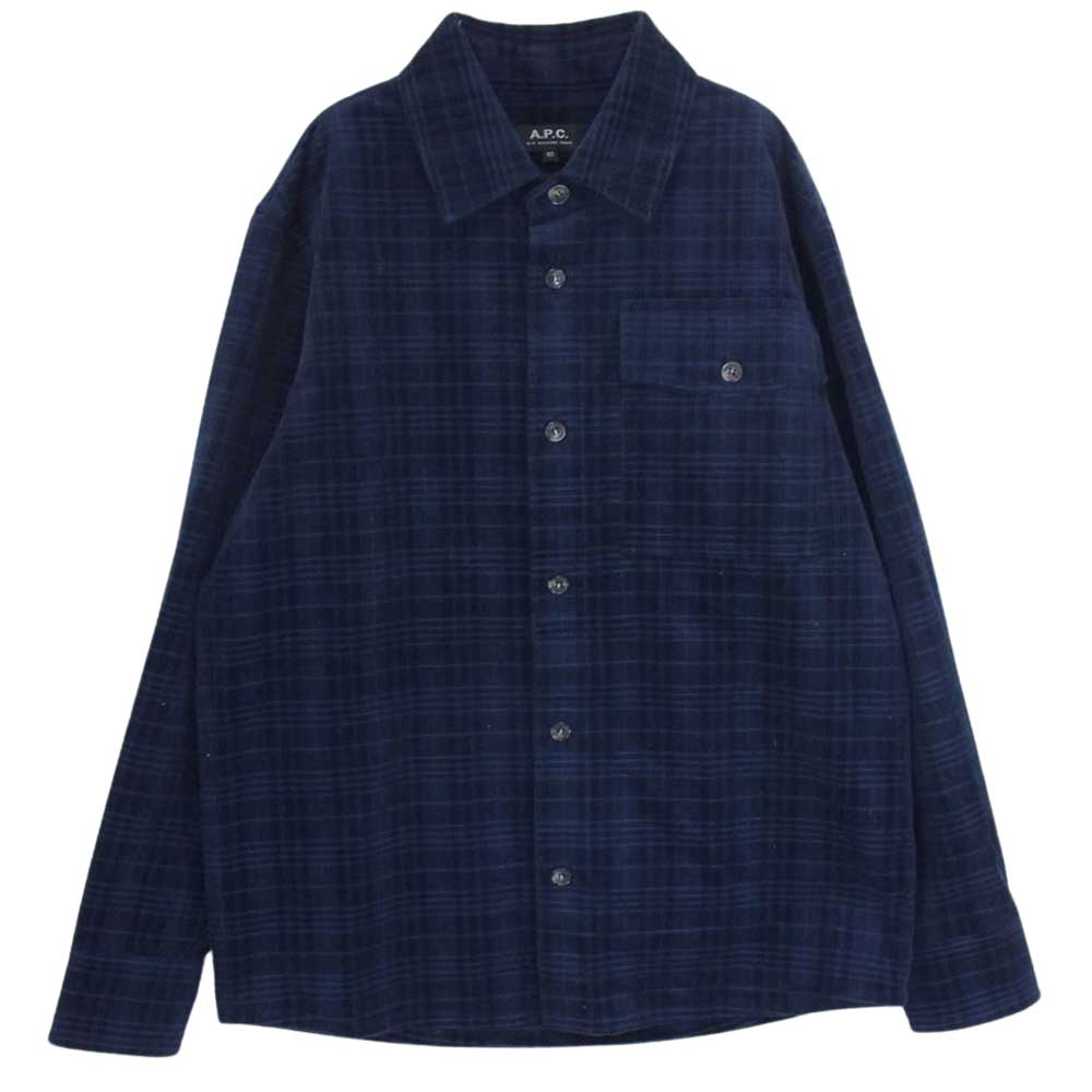A.P.C. アーペーセー RUE MADAME PARIS コーデュロイ 長袖 シャツ ネイビー系 XS【中古】
