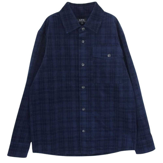 A.P.C. アーペーセー RUE MADAME PARIS コーデュロイ 長袖 シャツ ネイビー系 XS【中古】