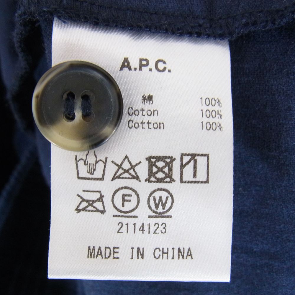 A.P.C. アーペーセー RUE MADAME PARIS コーデュロイ 長袖 シャツ ネイビー系 XS【中古】