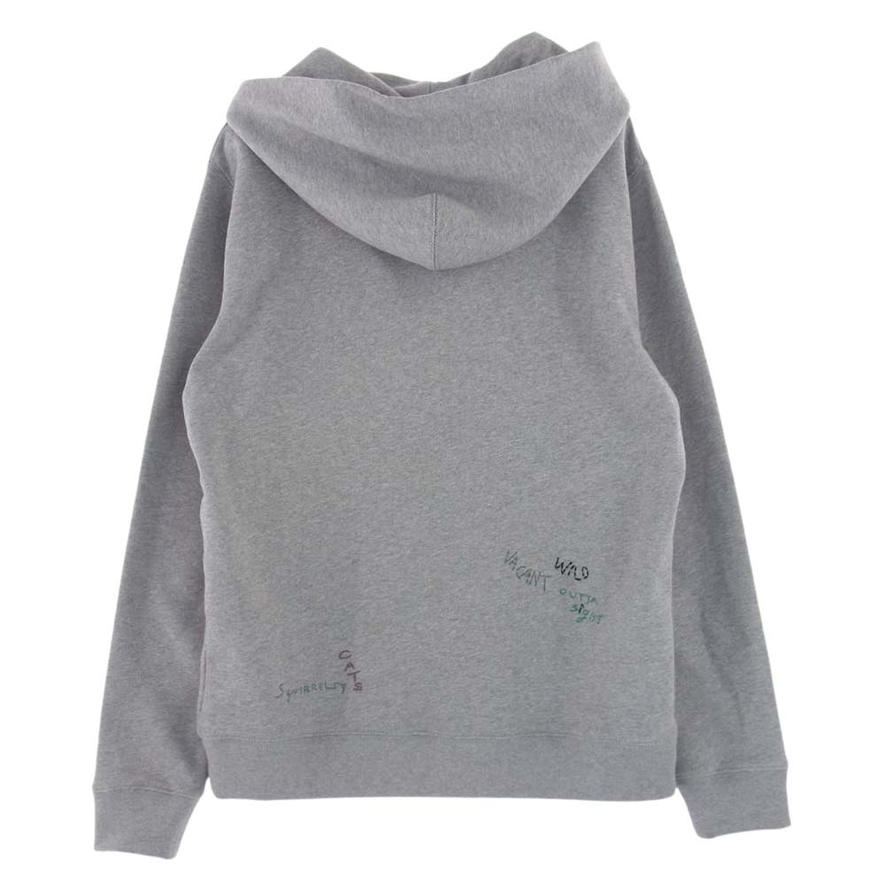 COACH コーチ C3730 Hand Drawing Hoodie ロゴ刺繍 メッセージ エンブロイダリ― プルオーバ― パーカー フーディ グレー系 S【中古】