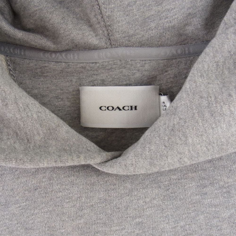 COACH コーチ C3730 Hand Drawing Hoodie ロゴ刺繍 メッセージ エンブロイダリ― プルオーバ― パーカー フーディ グレー系 S【中古】