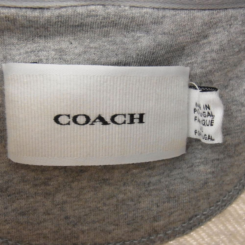 COACH コーチ C3730 Hand Drawing Hoodie ロゴ刺繍 メッセージ エンブロイダリ― プルオーバ― パーカー フーディ グレー系 S【中古】