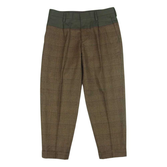 kolor カラー 19AW 19WCM-P09109 フランネルチェック 切替 テーパード スラックス パンツ 日本製 ブラウン系 1【中古】