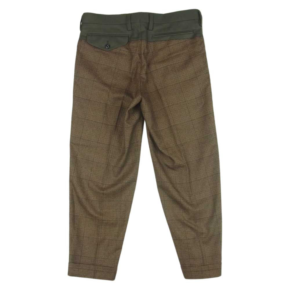 kolor カラー 19AW 19WCM-P09109 フランネルチェック 切替 テーパード スラックス パンツ 日本製 ブラウン系 1【中古】