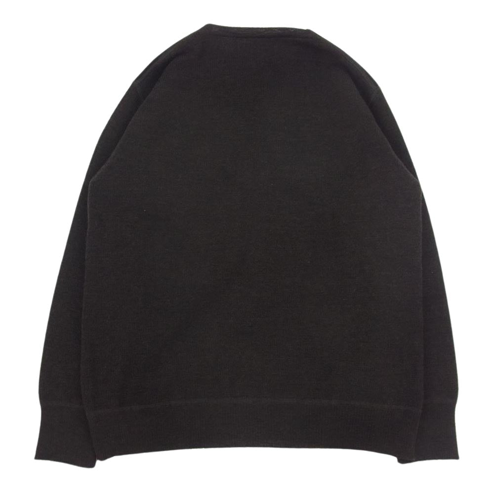 MARGARET HOWELL マーガレットハウエル MHL 22AW DRY WOOL モールスキン切替 Vネック カーディガン ブラック系 ブラウン系 L【中古】