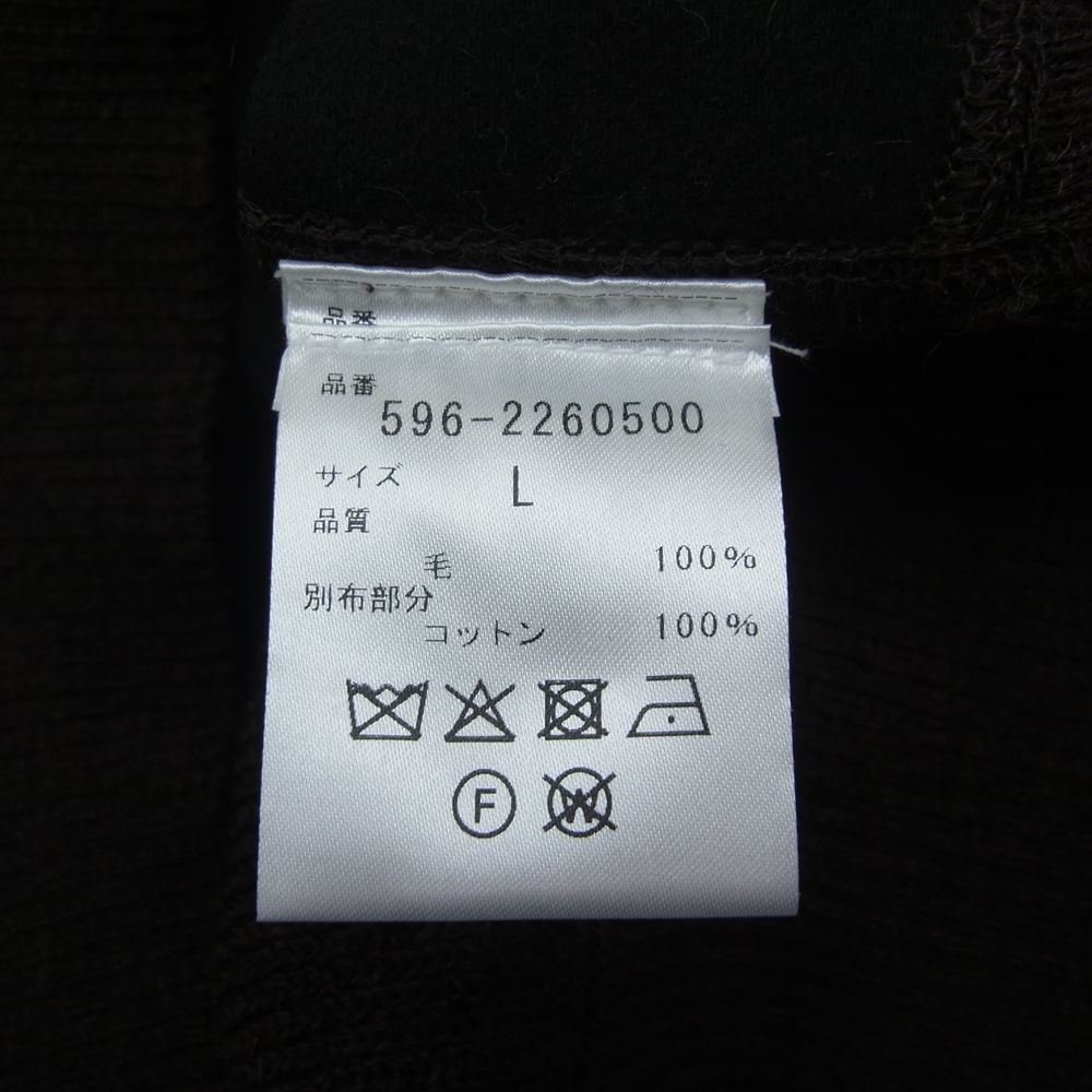 MARGARET HOWELL マーガレットハウエル MHL 22AW DRY WOOL モールスキン切替 Vネック カーディガン ブラック系 ブラウン系 L【中古】