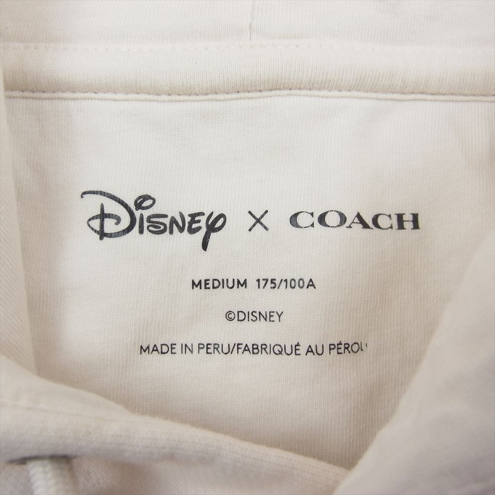 COACH コーチ × DISNEY ディズニー ミッキー 3196 シグネチャー ロゴプリント プルオーバー パーカー フーディ オフホワイト系 M【中古】