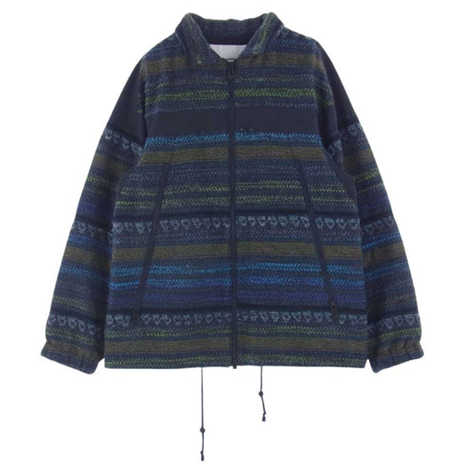 WHITE MOUNTAINEERING ホワイトマウンテニアリング 18AW WM1873215 ニット切替 ボーダー フルジップ ジャケット ブルー系 グリーン系 2【中古】