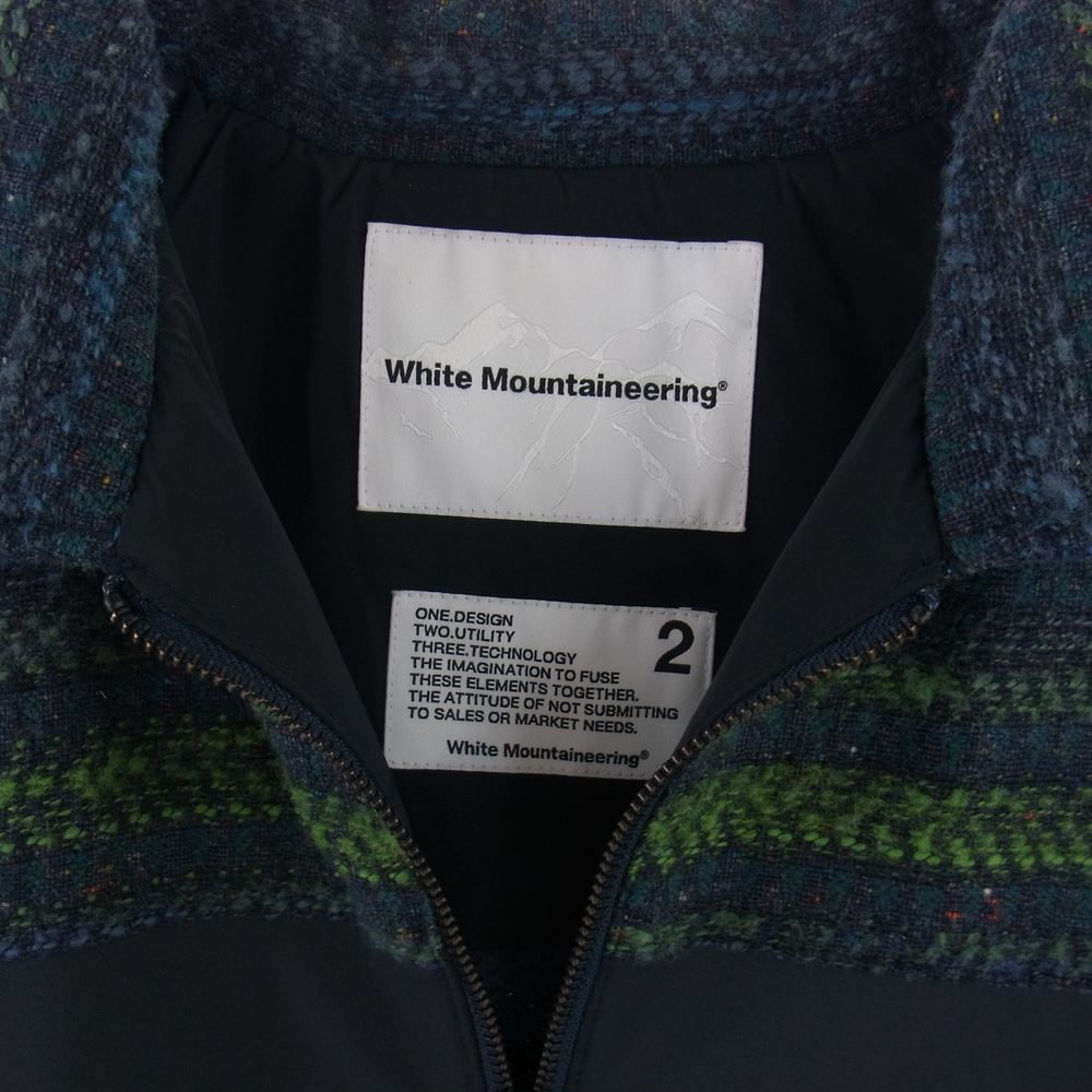 WHITE MOUNTAINEERING ホワイトマウンテニアリング 18AW WM1873215 ニット切替 ボーダー フルジップ ジャケット ブルー系 グリーン系 2【中古】