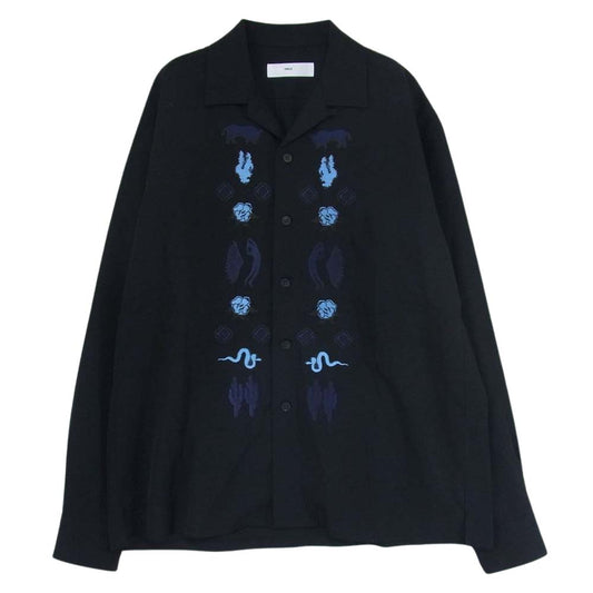 TOGA トーガ 22AW TV22-FJ340 ARCHIVES アーカイブス Rayon twill shirt エンブロイダリ― 刺繍 レーヨン ツイル 長袖 シャツ ブラック系 46【中古】