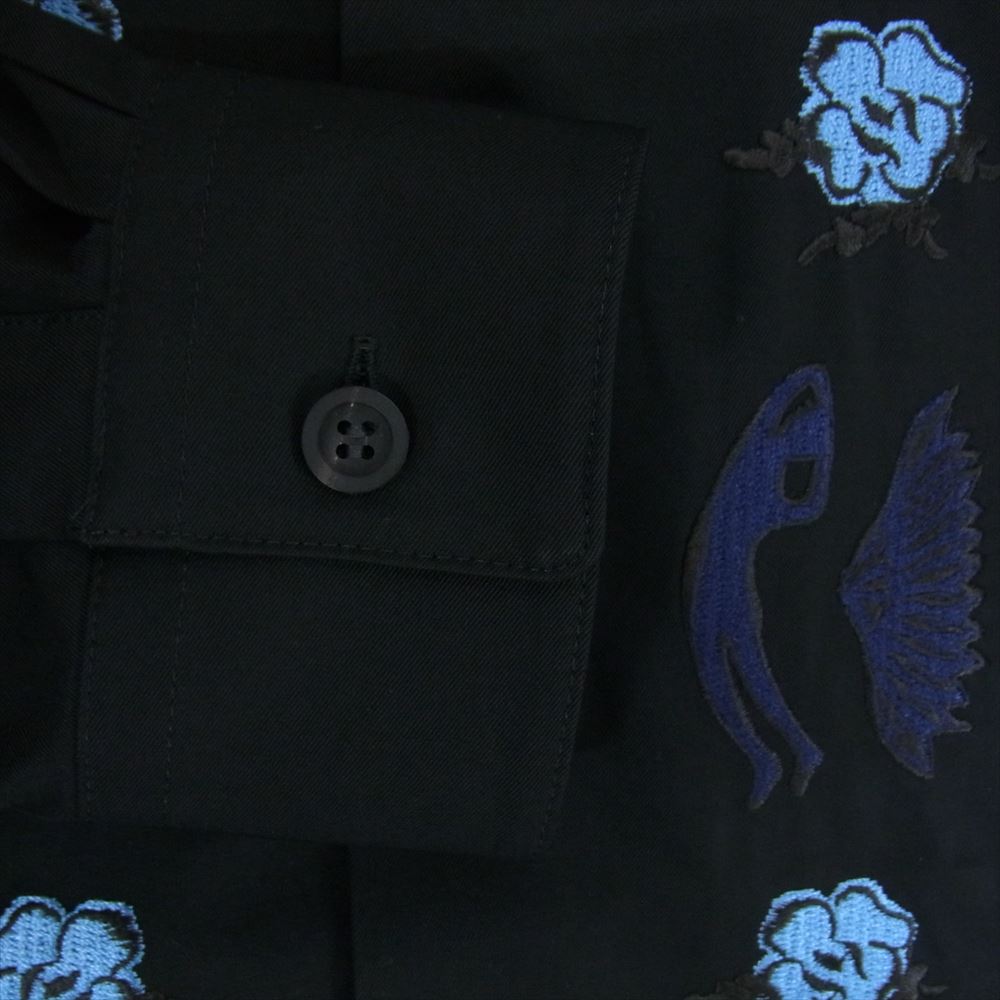 TOGA トーガ 22AW TV22-FJ340 ARCHIVES アーカイブス Rayon twill shirt エンブロイダリ― 刺繍 レーヨン ツイル 長袖 シャツ ブラック系 46【中古】