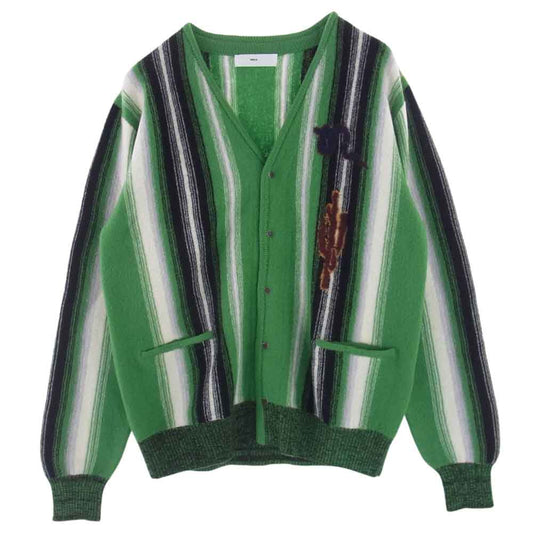 TOGA トーガ 22AW TV22-X0302 VIRILIS ビリリース stripe knit cardigan ストライプ ニット カーディガン ライトグリーン系 48【中古】