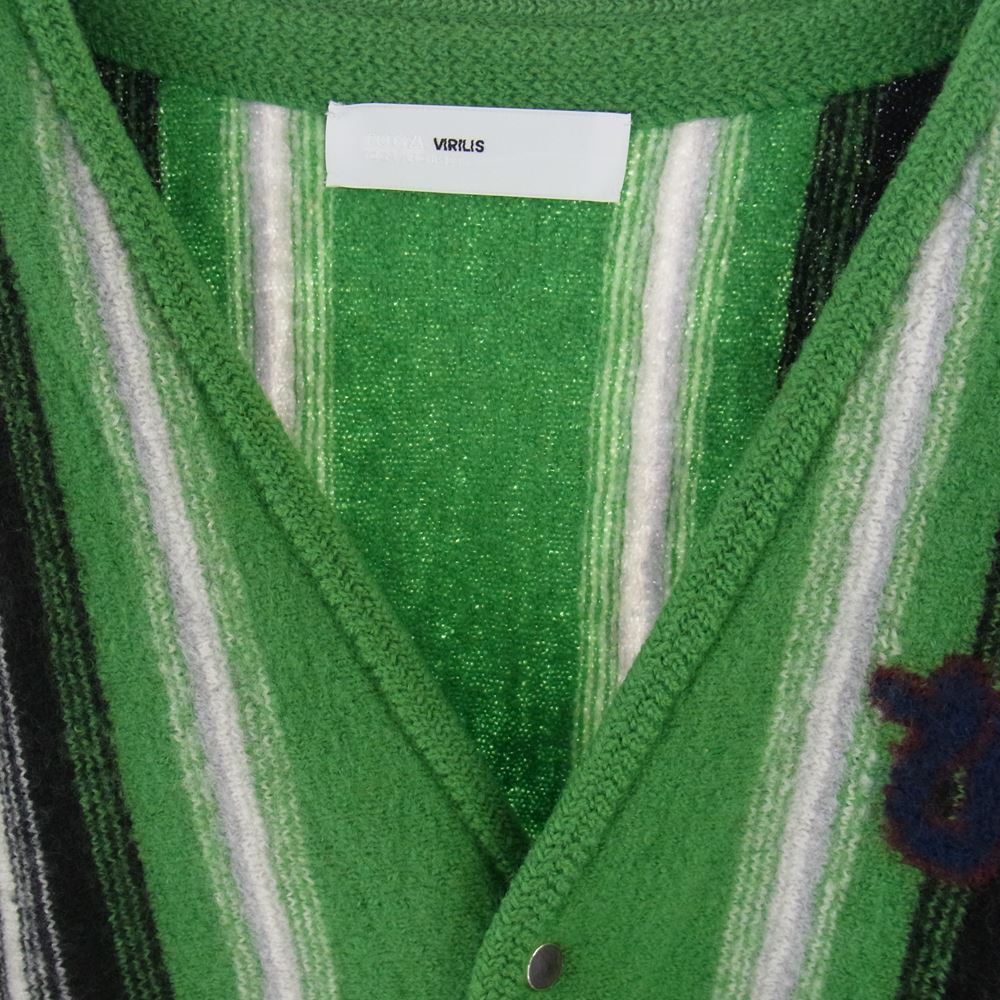 TOGA トーガ 22AW TV22-X0302 VIRILIS ビリリース stripe knit cardigan ストライプ ニット カーディガン ライトグリーン系 48【中古】