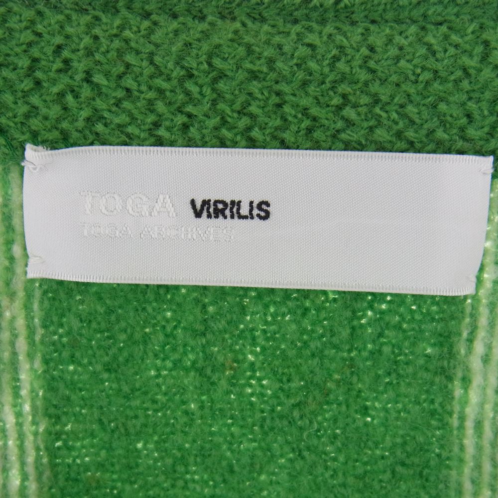 TOGA トーガ 22AW TV22-X0302 VIRILIS ビリリース stripe knit cardigan ストライプ ニット カーディガン ライトグリーン系 48【中古】