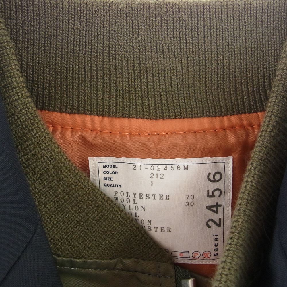 Sacai サカイ 21SS 21-02456M SUITING MA-1 ドッキング スーチング