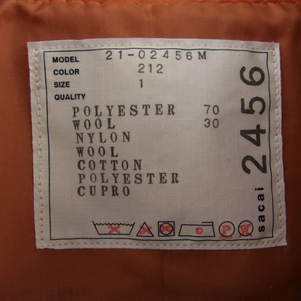Sacai サカイ 21SS 21-02456M SUITING MA-1 ドッキング スーチング