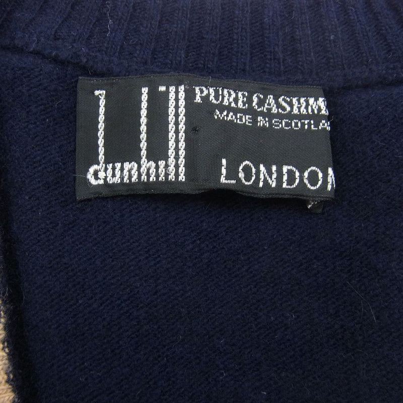 Dunhill ダンヒル スコットランド製 カシミヤ100％ Vネック ニット セーター ネイビー系 107cm/42【中古】