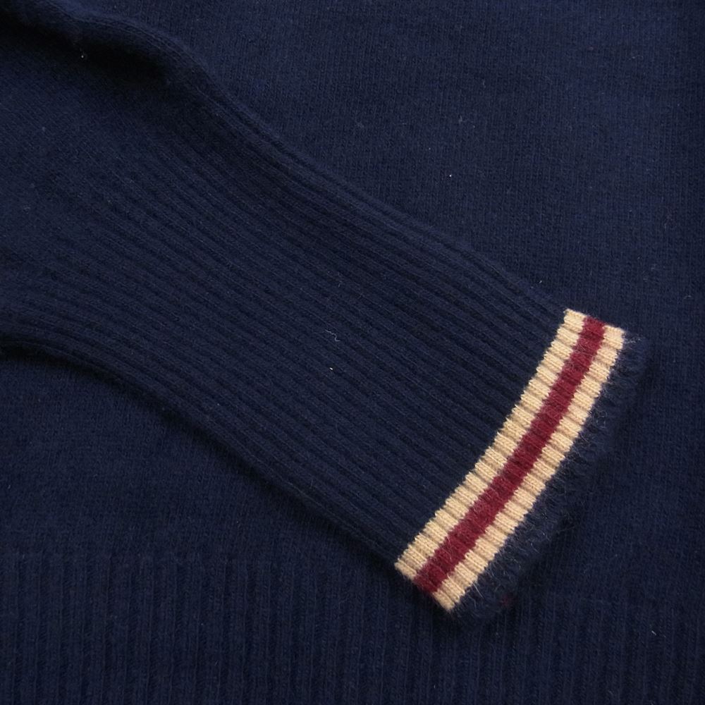 Dunhill ダンヒル スコットランド製 カシミヤ100％ Vネック ニット セーター ネイビー系 107cm/42【中古】