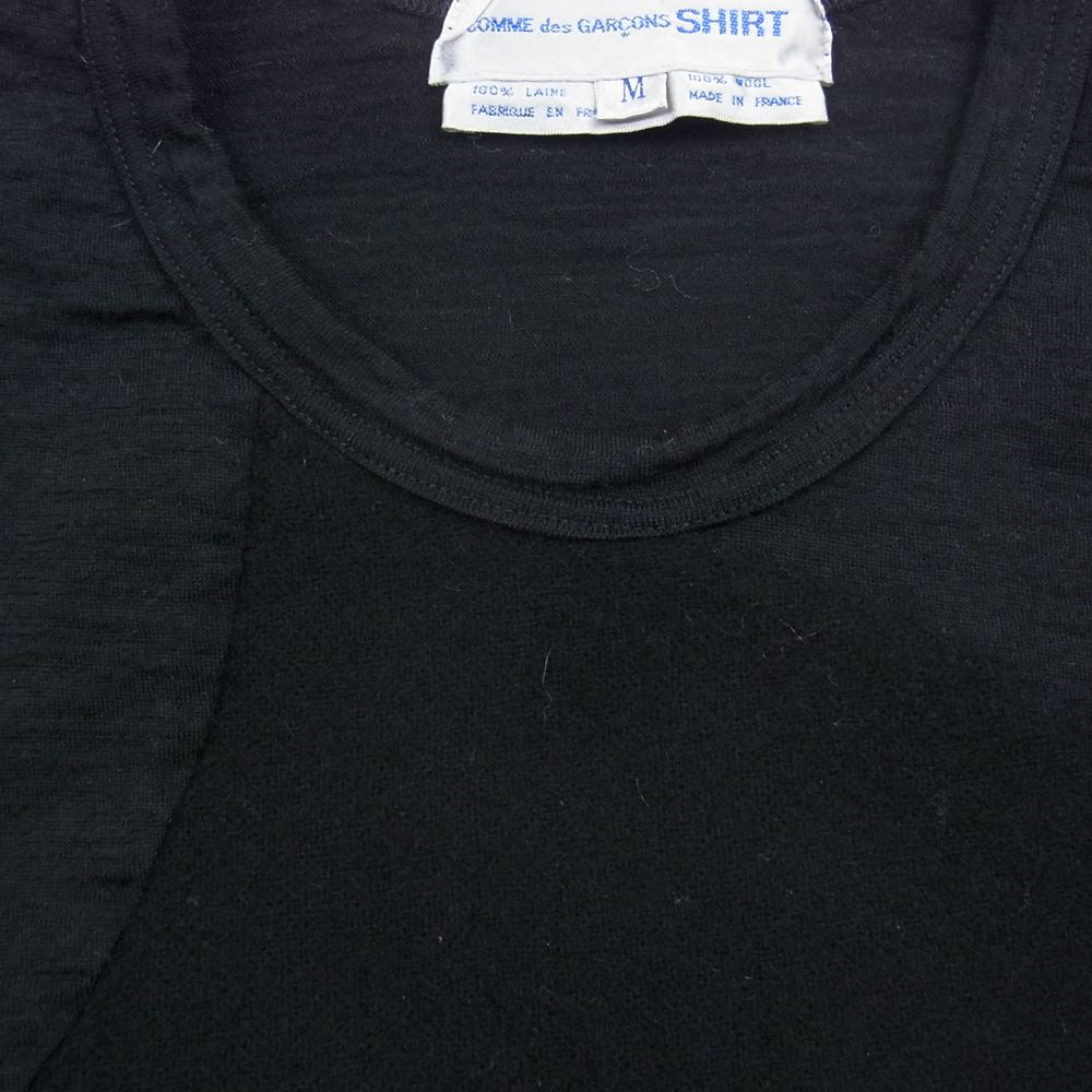 コムデギャルソンシャツ FW09209 フランス製 製品加工 ウール パッチワーク ニット ブラック系 M【中古】