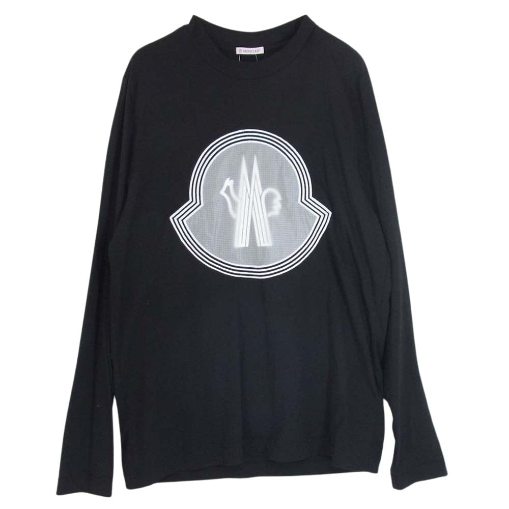 MONCLER モンクレール 22SS T-SHIRT MANICA LUNGA フロント ロゴ 長袖 Tシャツ ブラック系 S【美品】【中古】