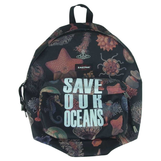 Vivienne Westwood ヴィヴィアンウエストウッド E0018FB96 EASTPAK イーストパック SAVE OUR OCEANS セーブ オーシャン バックパック リュック ブラック系【中古】