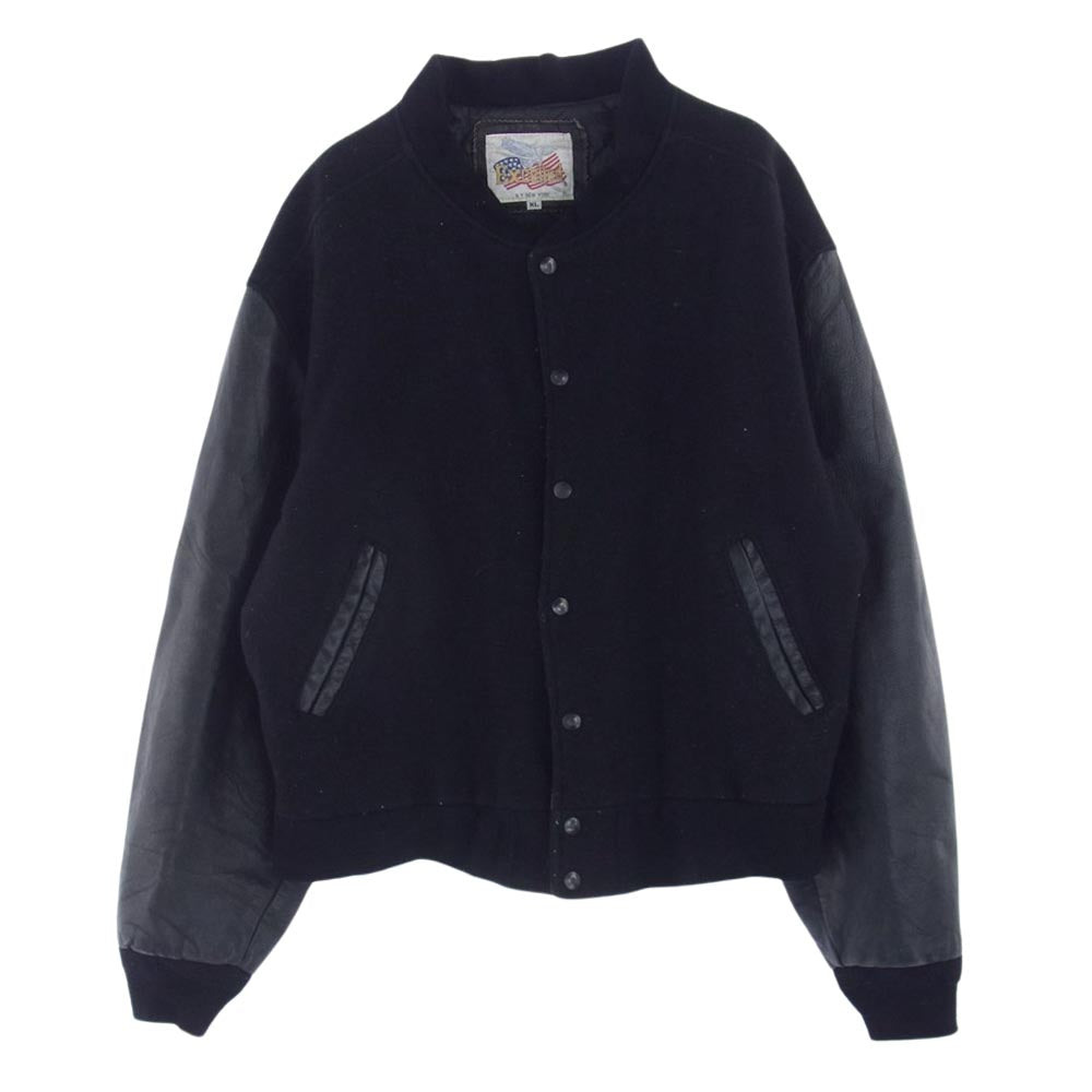 ヴィンテージ Excelled USA製 袖レザー アワード ジャケット スタジャン ブラック系 XL【中古】