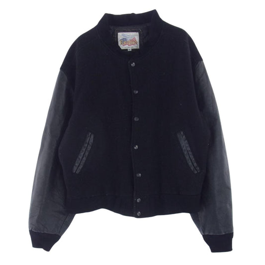 ヴィンテージ Excelled USA製 袖レザー アワード ジャケット スタジャン ブラック系 XL【中古】