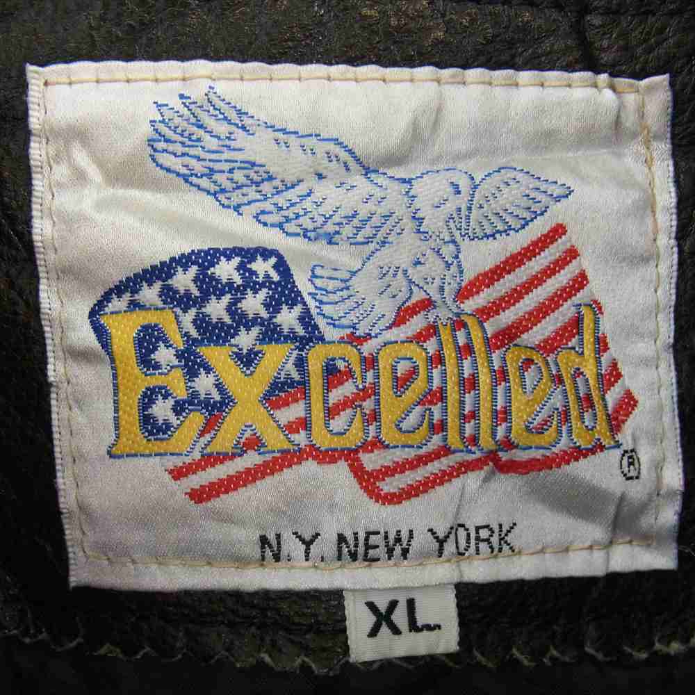 ヴィンテージ Excelled USA製 袖レザー アワード ジャケット スタジャン ブラック系 XL【中古】