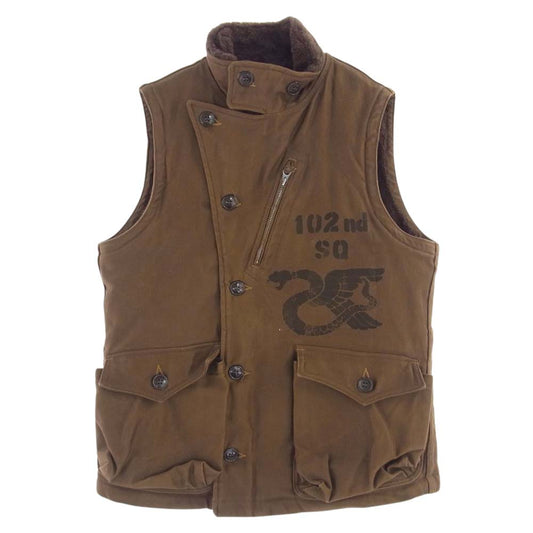 FREEWHEELERS フリーホイーラーズ WINTER AVIATORS VEST NEW YORK NATIONAL GUARD ウインター アビエーターズ ベスト ニューヨーク ナショナルガード セピアブラウン ブラウン系 36【中古】