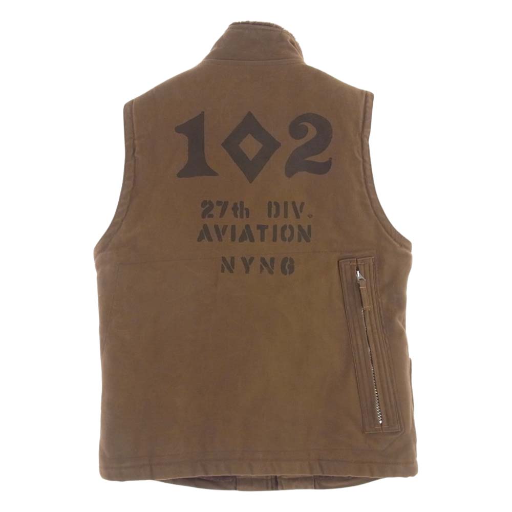 FREEWHEELERS フリーホイーラーズ WINTER AVIATORS VEST NEW YORK NATIONAL GUARD ウインター アビエーターズ ベスト ニューヨーク ナショナルガード セピアブラウン ブラウン系 36【中古】