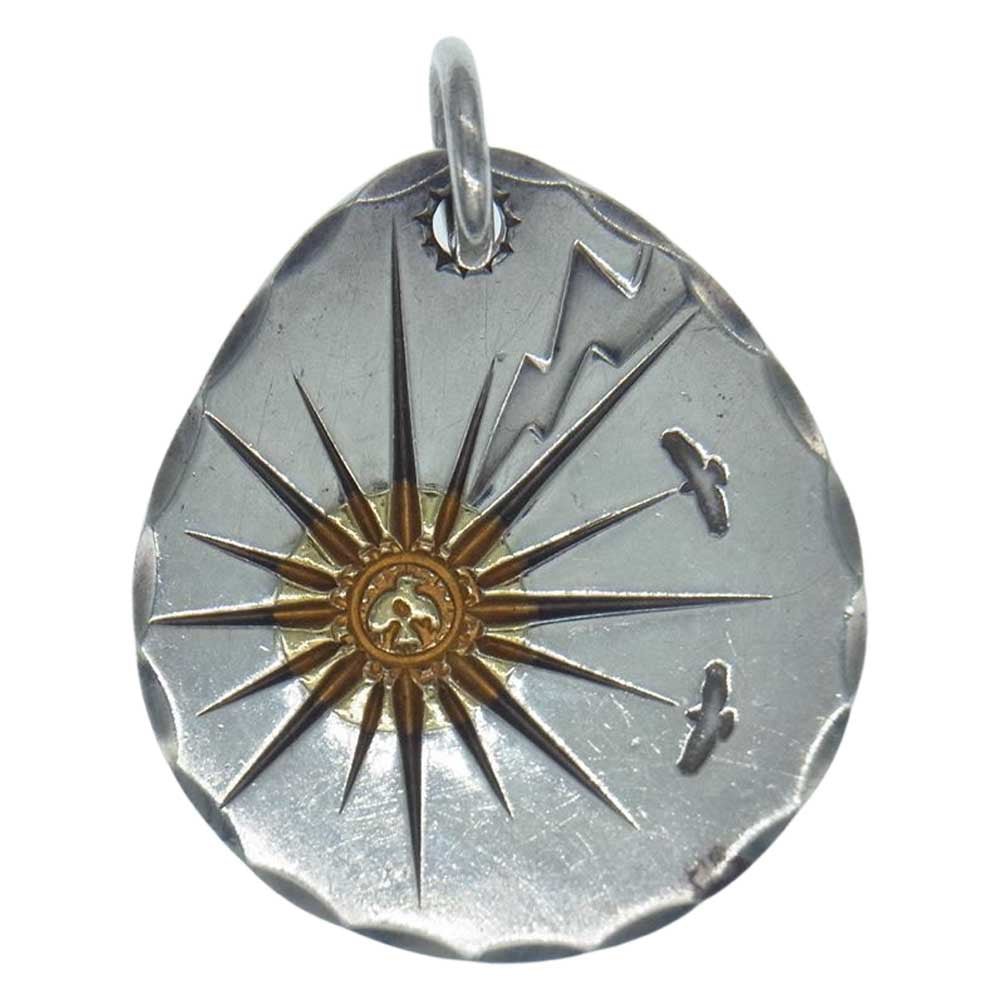 WINGROCK ウィングロック 18K 太陽 メタル タタキ ペンダントトップ  シルバー系【中古】