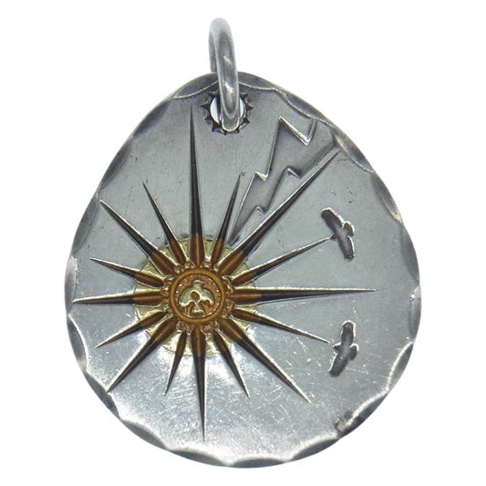 WINGROCK ウィングロック 18K 太陽 メタル タタキ ペンダントトップ  シルバー系【中古】