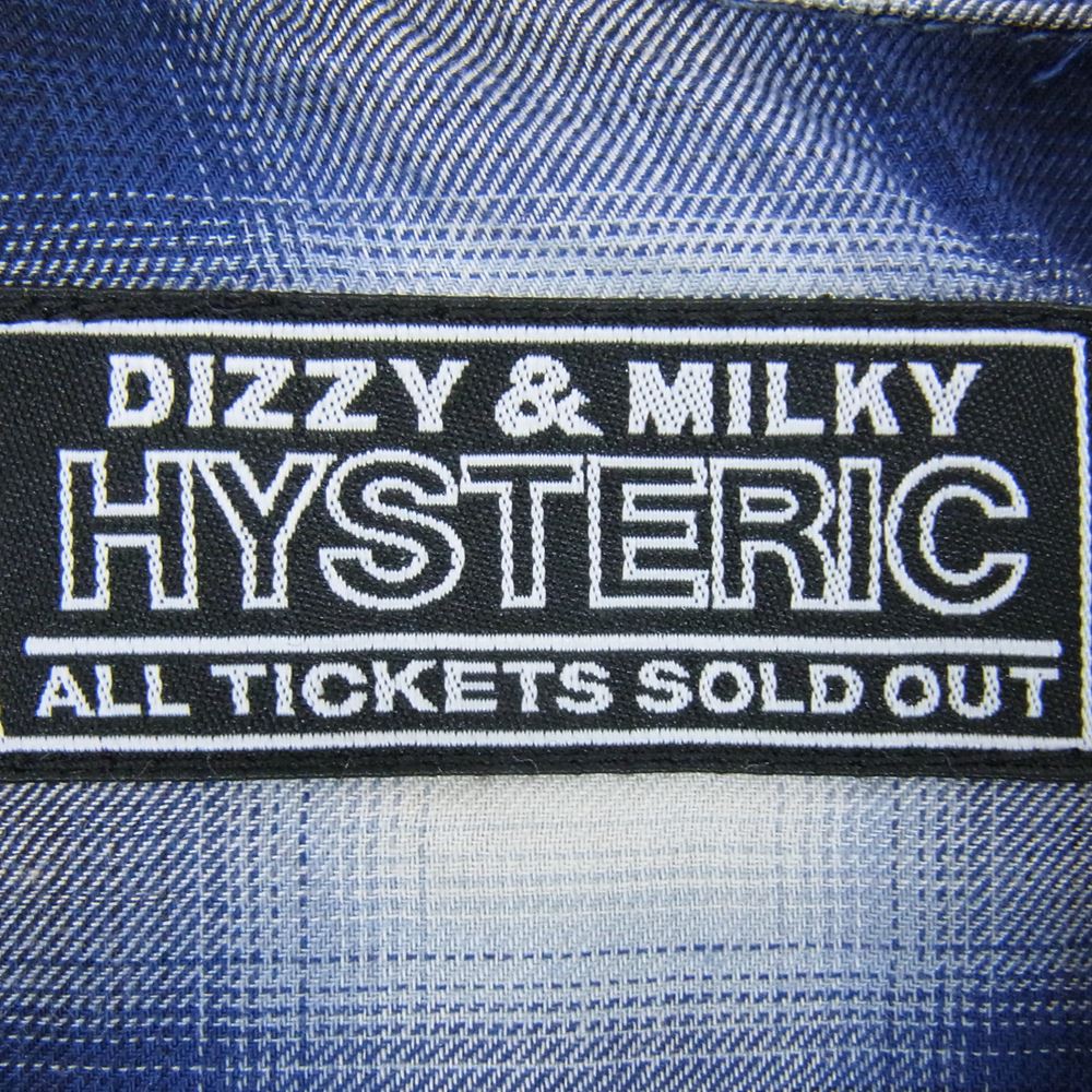 HYSTERIC GLAMOUR ヒステリックグラマー 23AW 02233AH02 SMOKING GIRL スモーキングガール オンブレチェック オープンカラー レーヨン 長袖 シャツ ブルー系 L【新古品】【未使用】【中古】