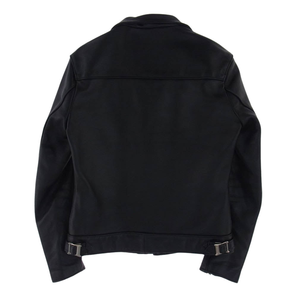 トリプルシックス 英国製 STEER HIDE ステアハイド シングル レザー ライダース ジャケット ブラック系 34【中古】