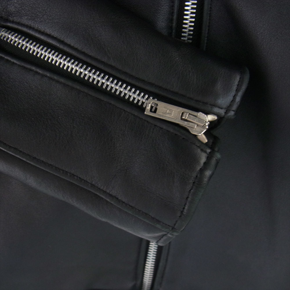 トリプルシックス 英国製 STEER HIDE ステアハイド シングル レザー ライダース ジャケット ブラック系 34【中古】