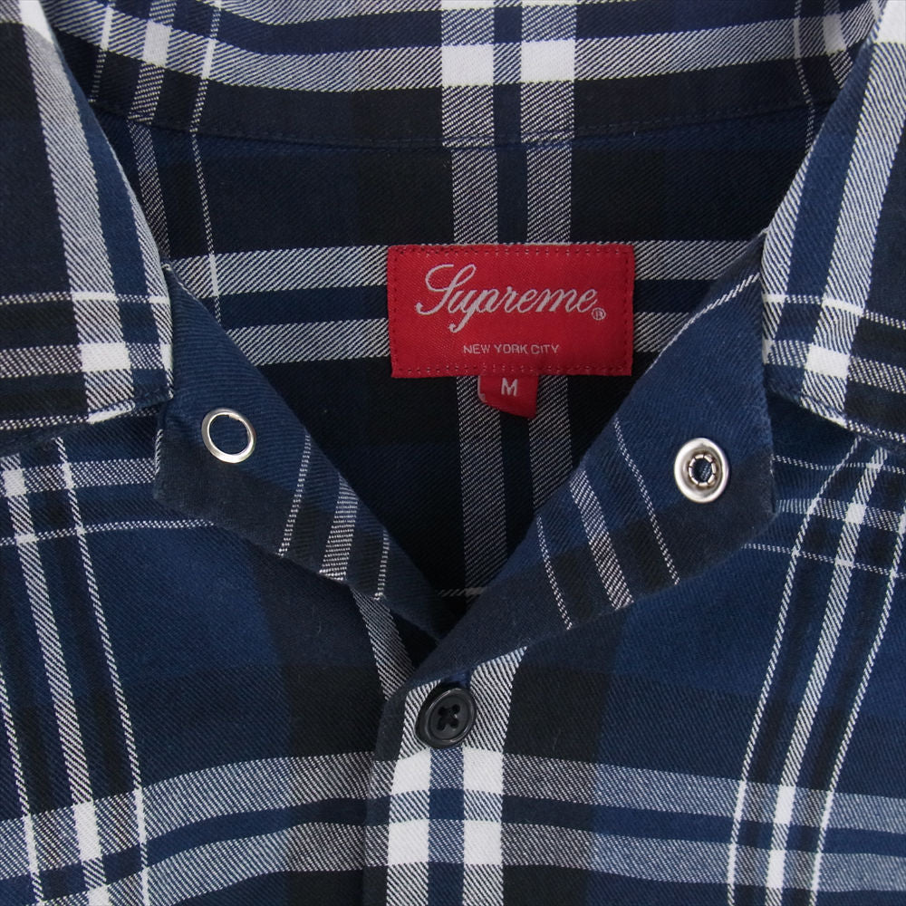 Supreme シュプリーム 21AW Thermal Work Shirt Plaid サーマル プレイド チェック 長袖 ワークシャツ ネイビー系 ブラック系 ホワイト系 M【中古】