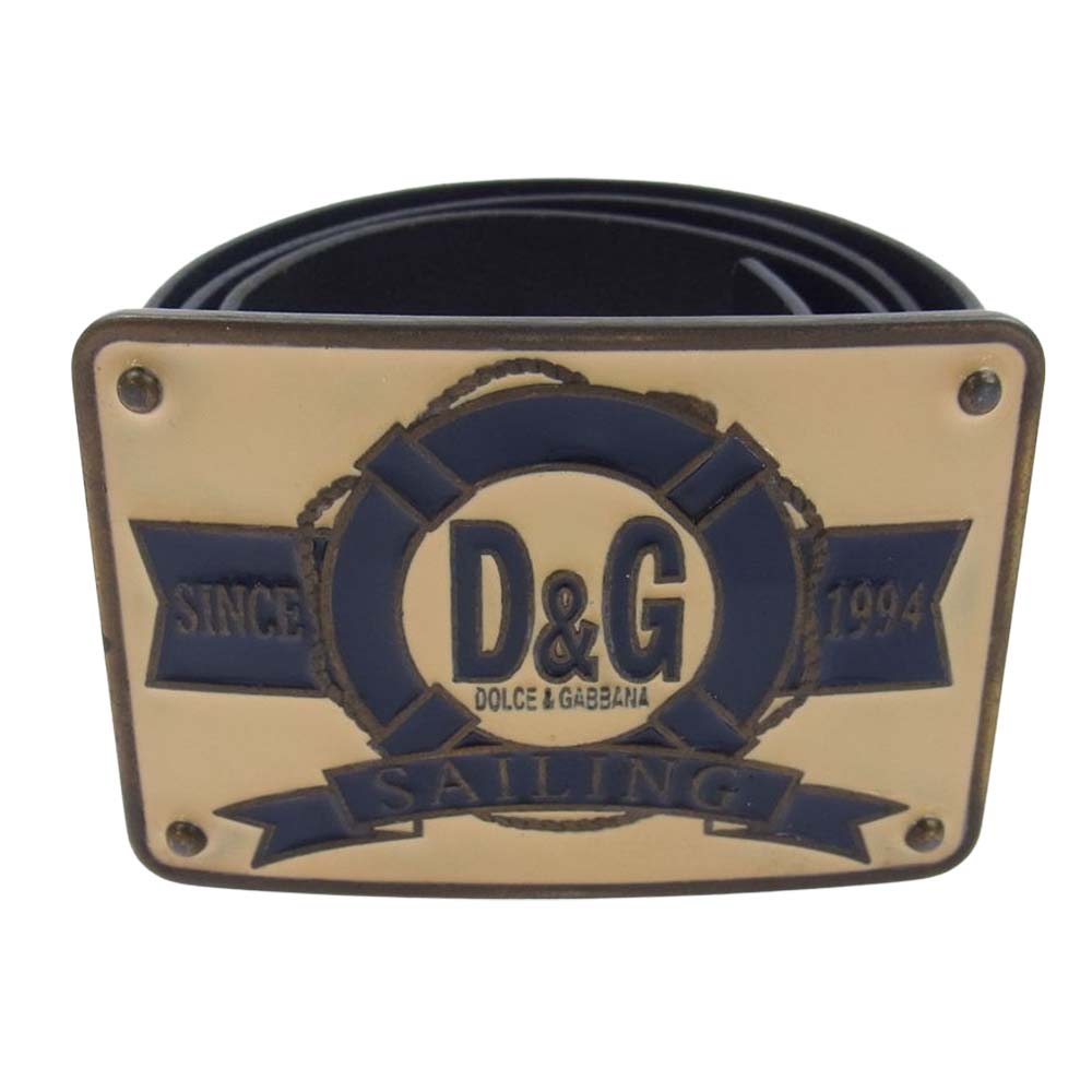 DOLCE&GABBANA ドルチェアンドガッバーナ D&G バックル レザー ベルト ブラック系 90【中古】