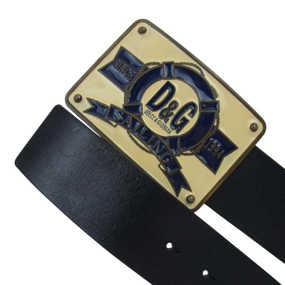 DOLCE&GABBANA ドルチェアンドガッバーナ D&G バックル レザー ベルト ブラック系 90【中古】