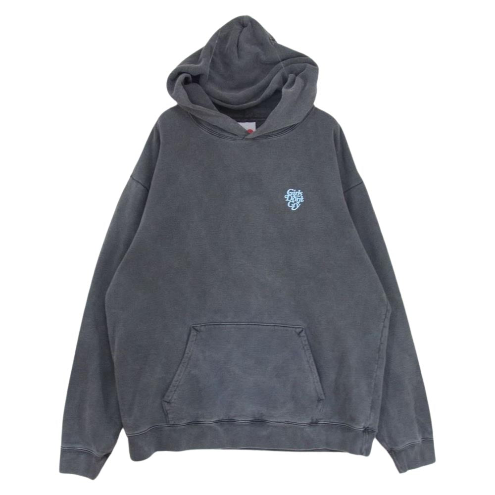 ガールズドントクライ WASHED LOGO HOODIE ロゴ プリント パーカー グレー系 XL【中古】