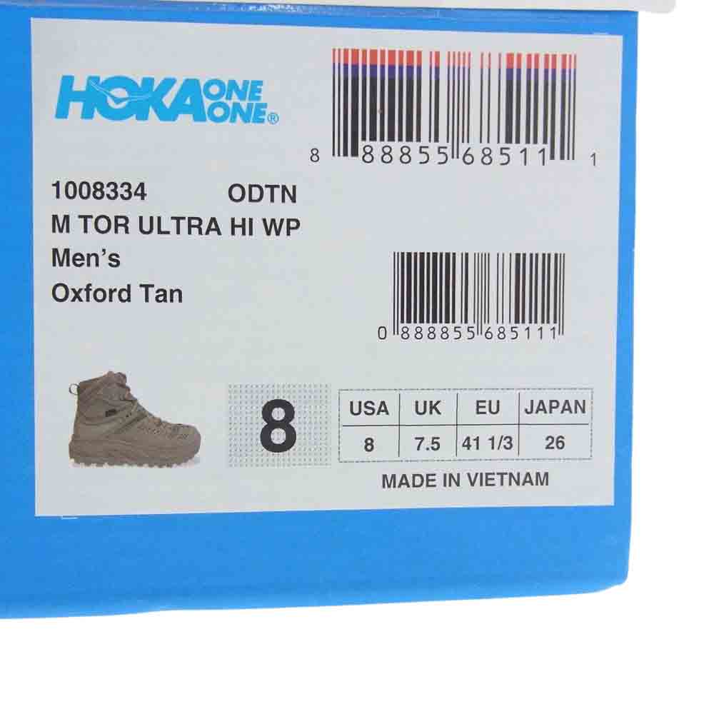 HOKA ONE ONE ホカ オネオネ TOR ULTRA HI WP トゥ ウルトラ ハイ ウォーター プルーフ スニーカー ベージュ系 26cm【中古】